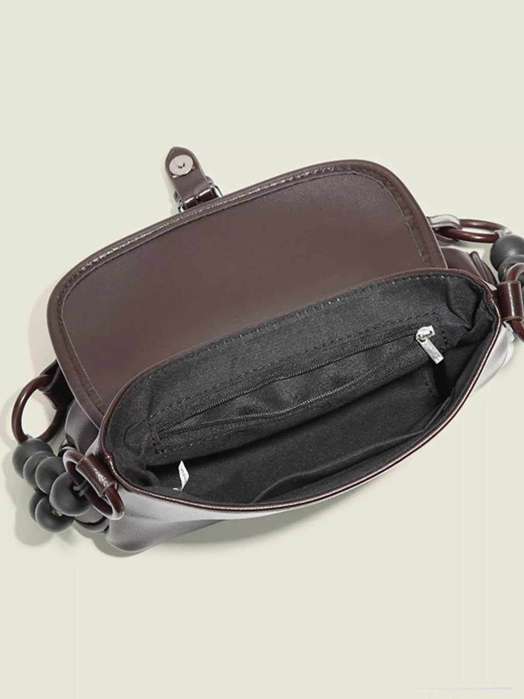 Beaded Handle Flap Shoulder Bag