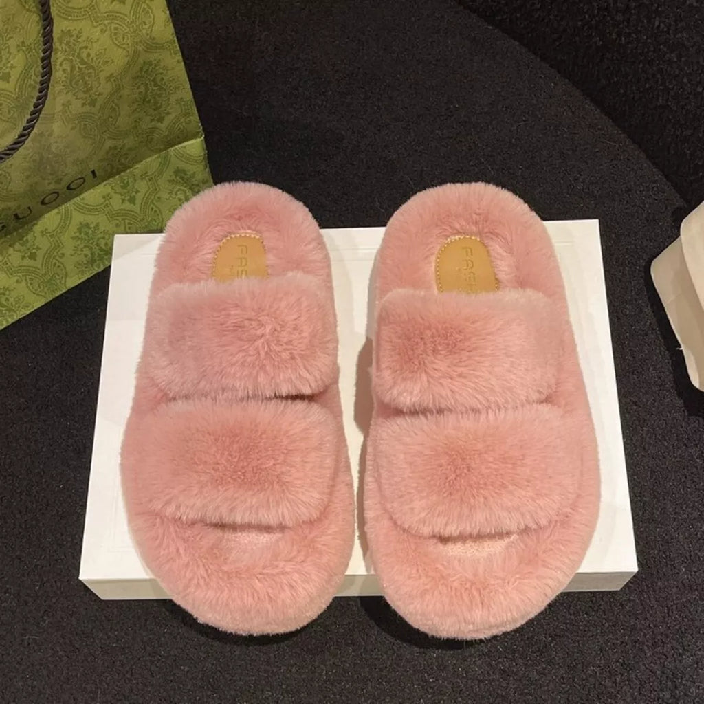Fuzzy Open Toe Slippers