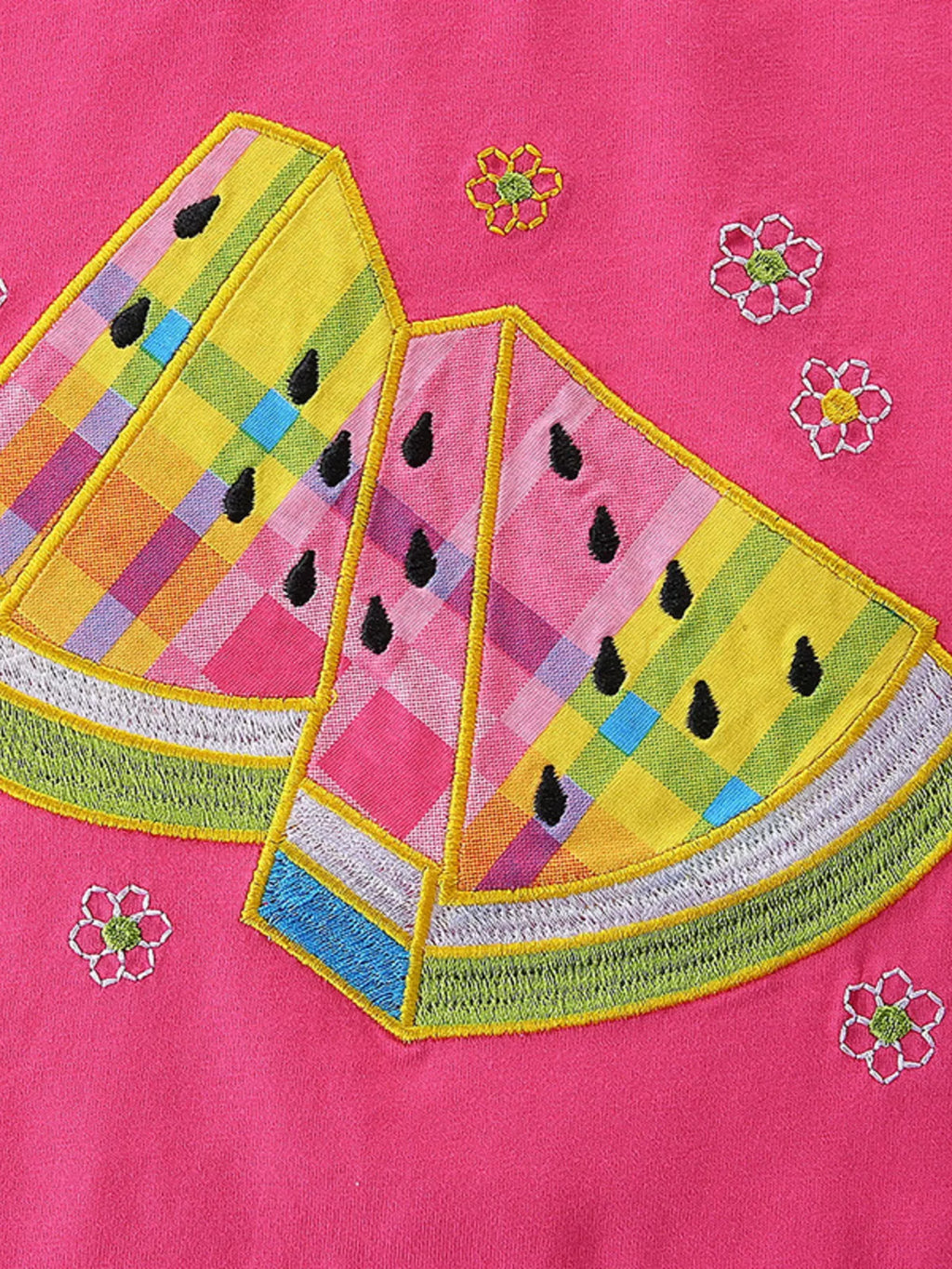 Children's Watermelon Embroidered Tee and Shorts Pajama Set