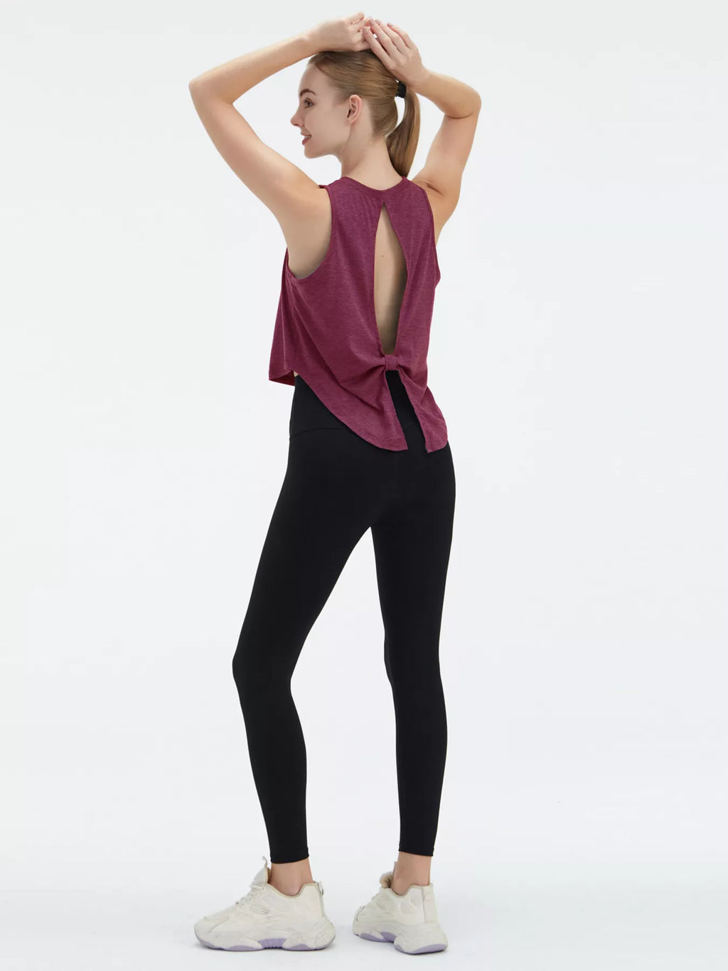 Cutout Back Round Neck Active Tank