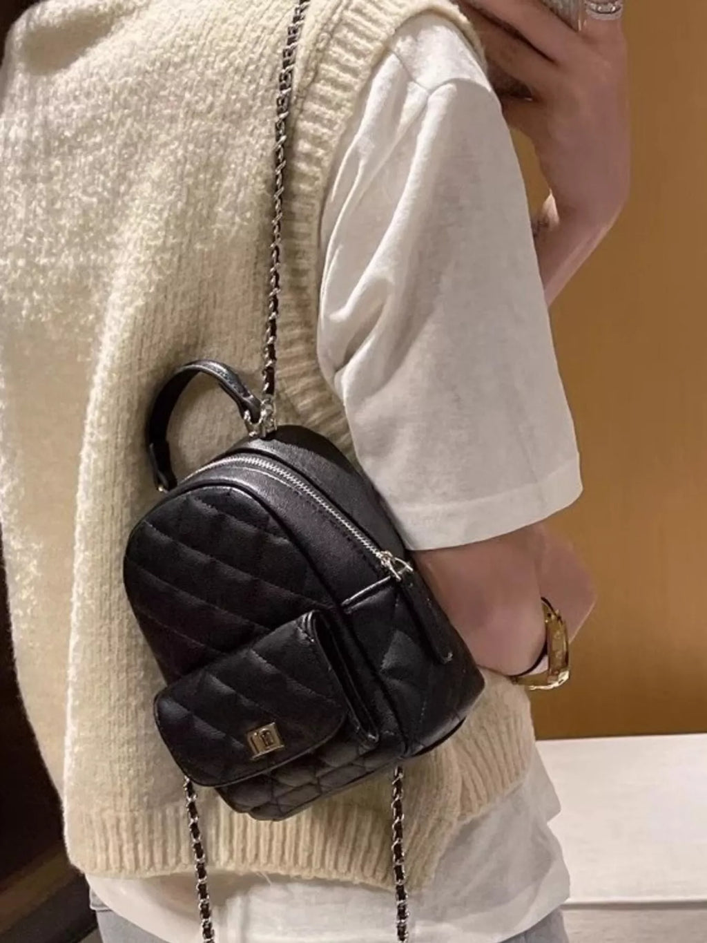 Quilted Mini Backpack Bag
