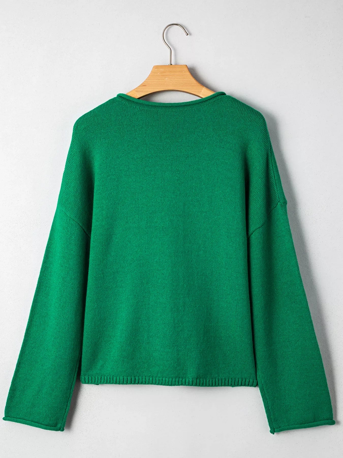 Solid Color Knit Button Drop Shoulder Sweater Cardigan