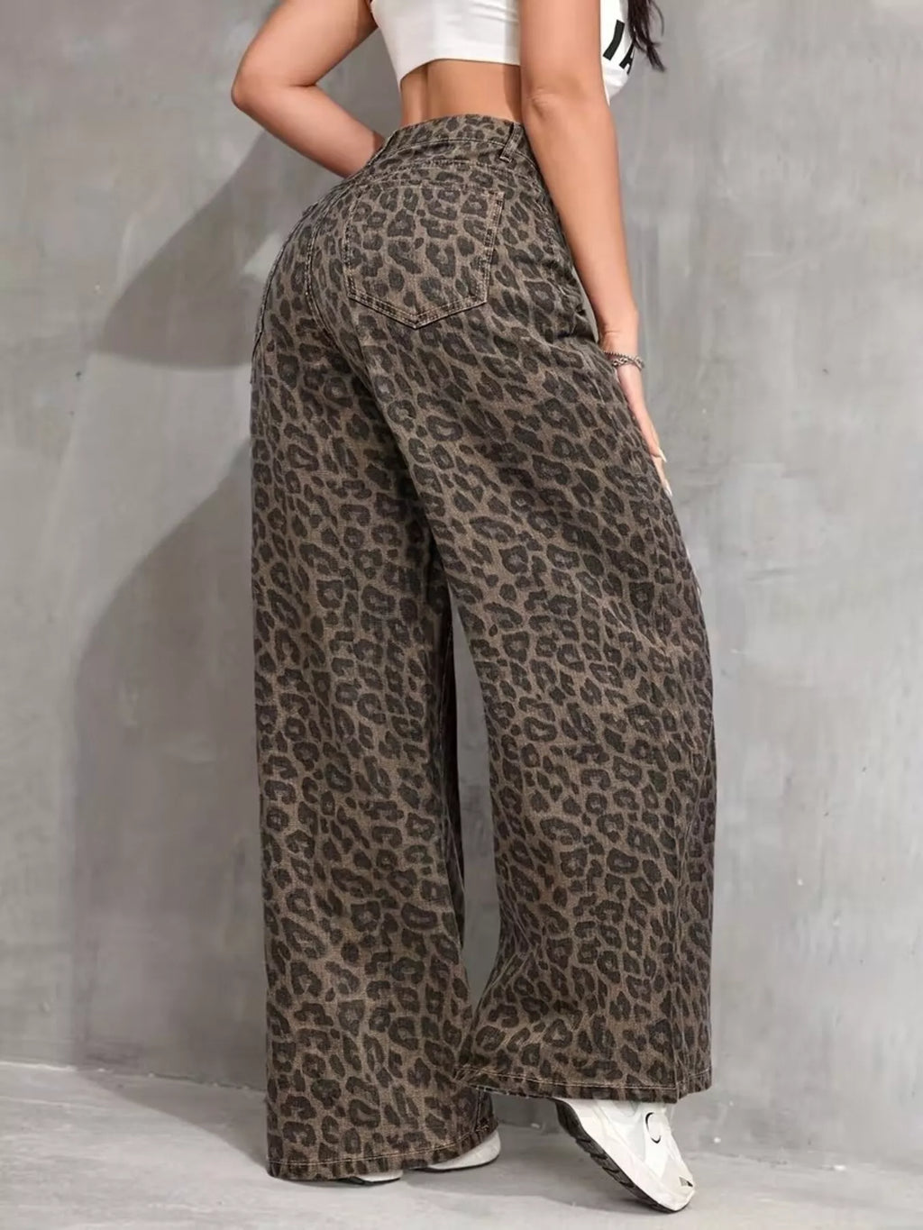 Leopard Wide Leg Jeans