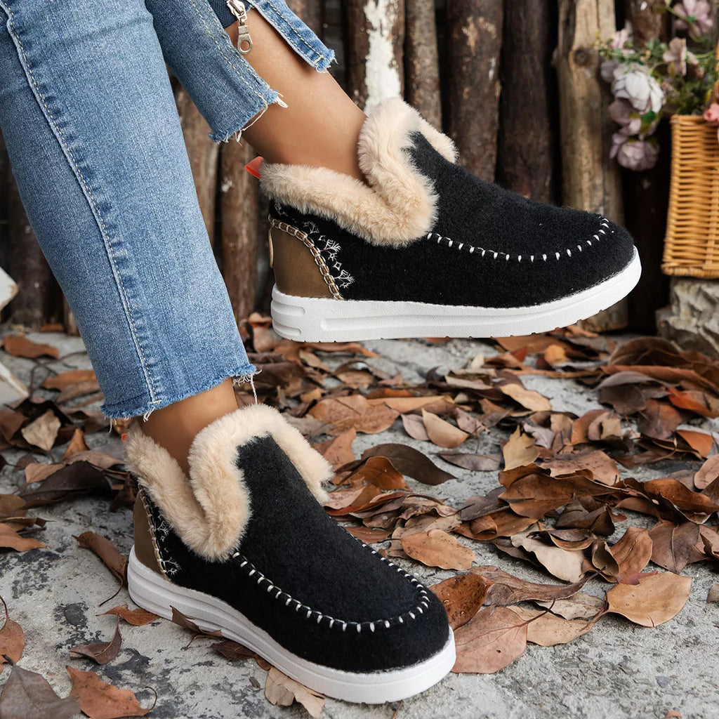 Cozy Fur-Trimmed Slip-Ons