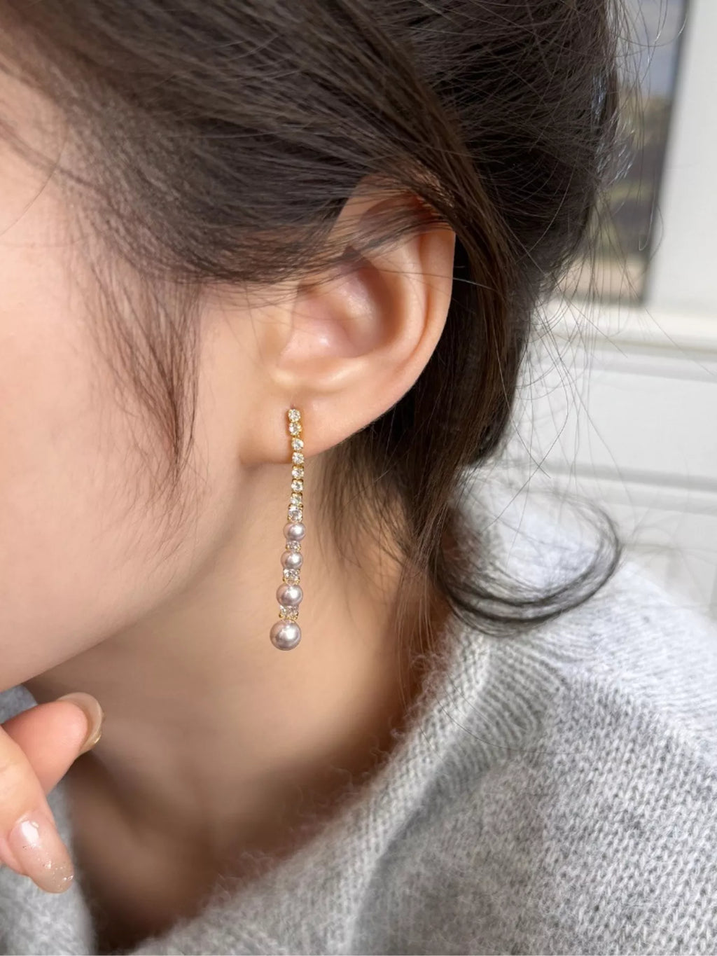 Pearl Zircon Drop Earrings