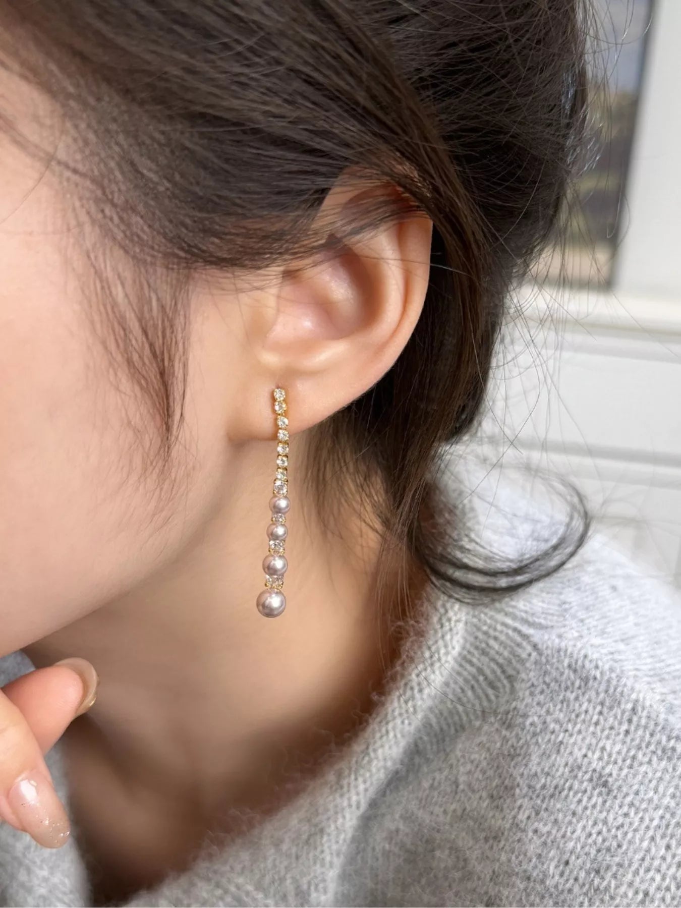 Pearl Zircon Drop Earrings