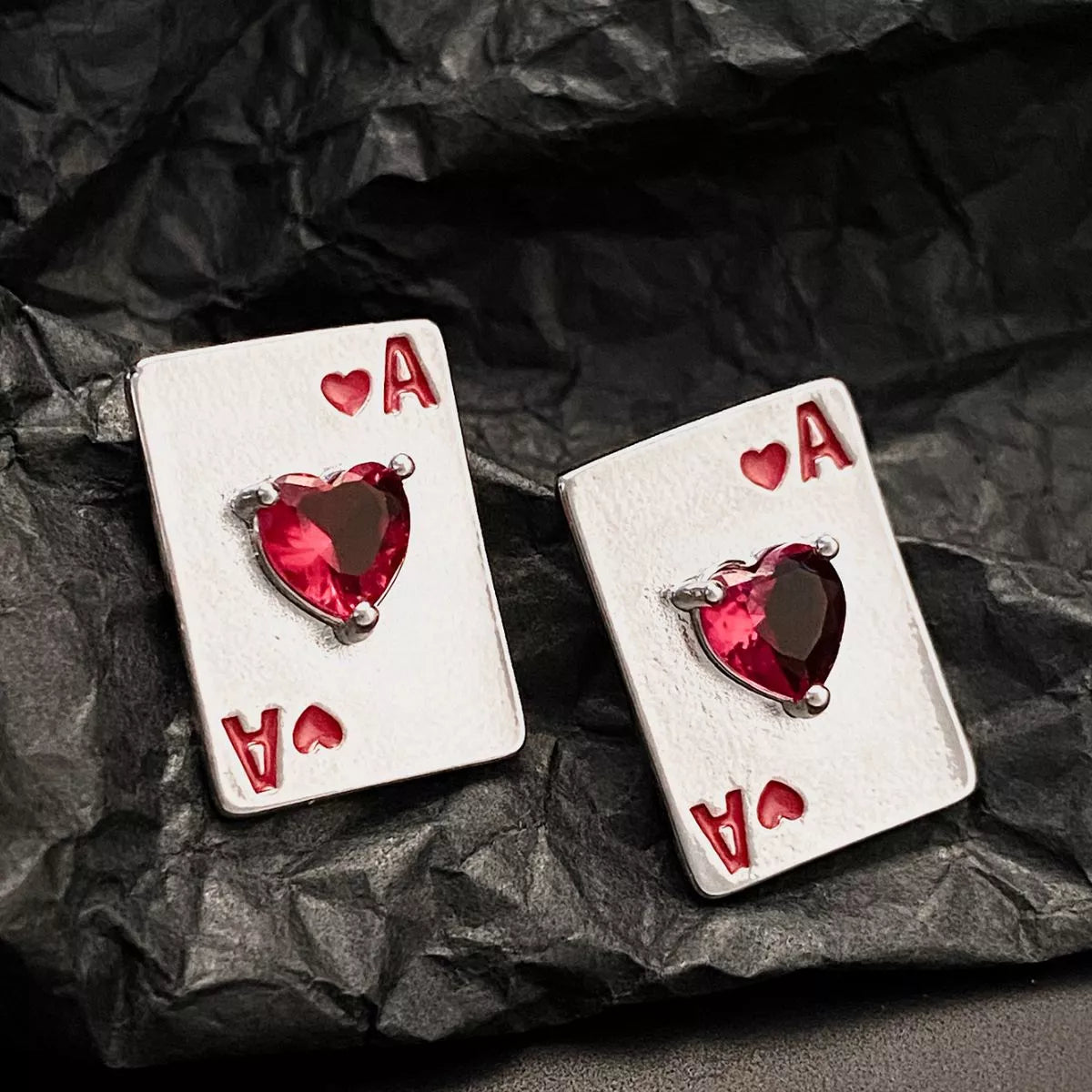Poker Card Ace of Hearts Stud Earrings