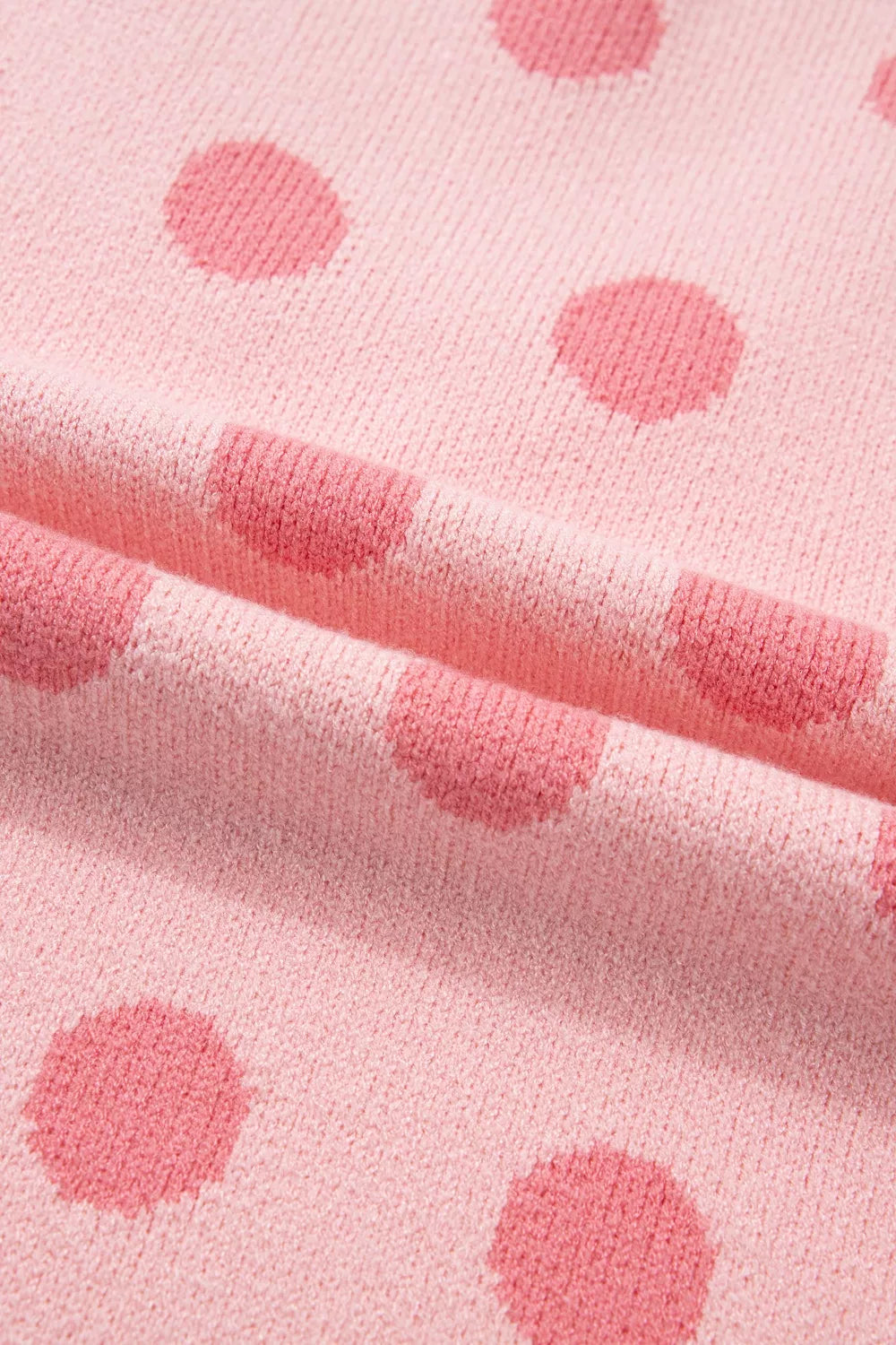 Polka Dot Puff Short Sleeve Sweater Top