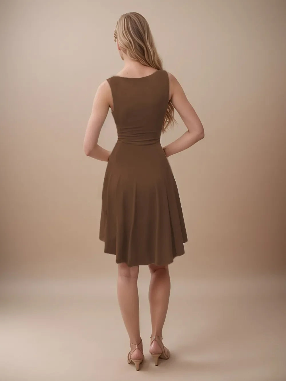 High-Low Round Neck Sleeveless Mini Dress