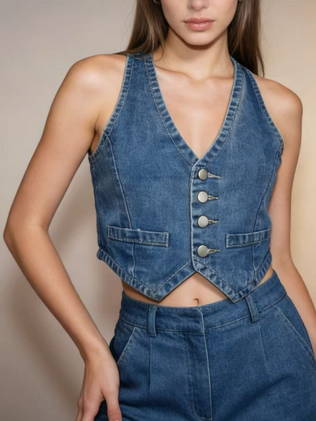 Button-Down Denim Vest