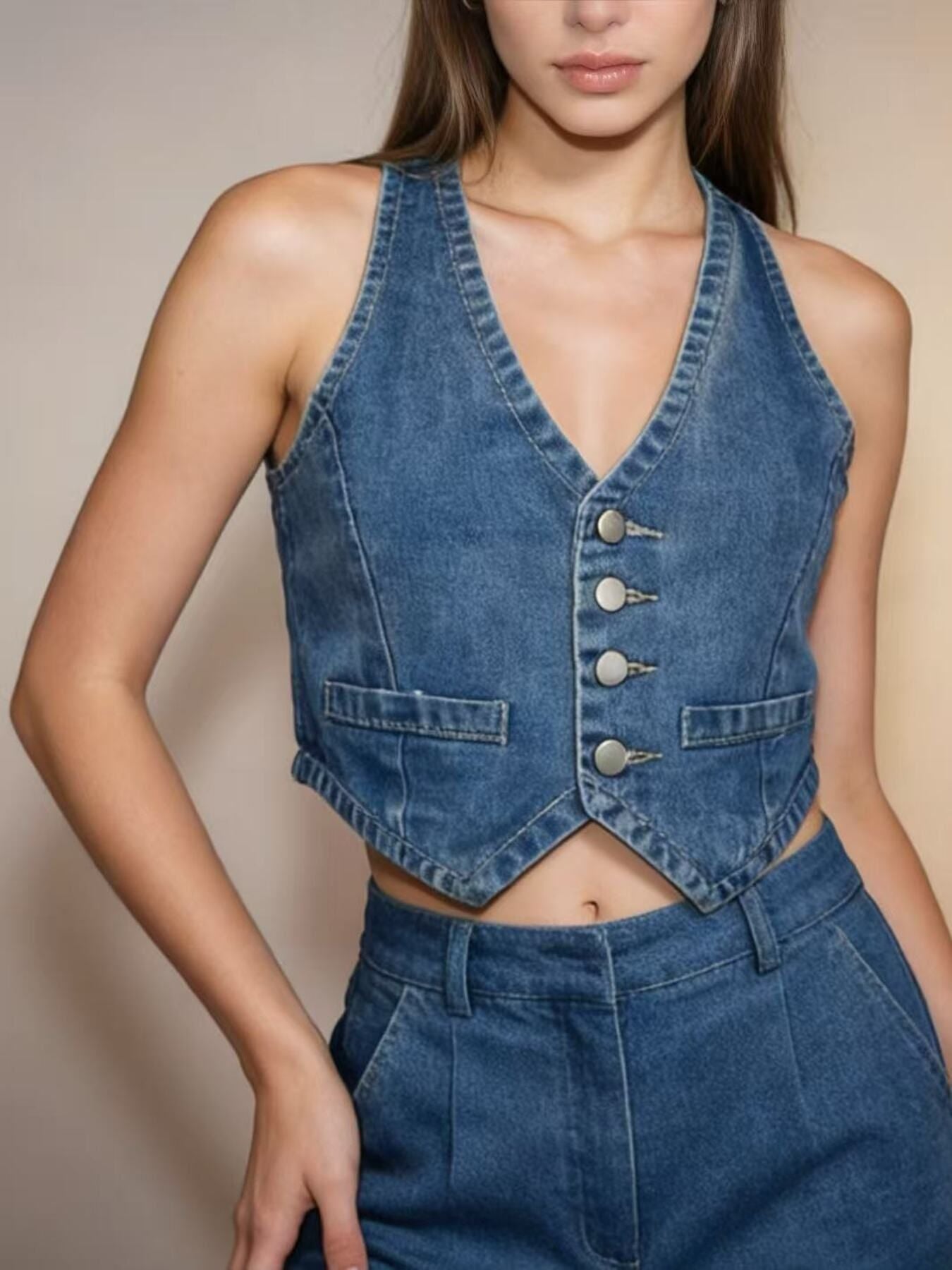 Button-Down Denim Vest