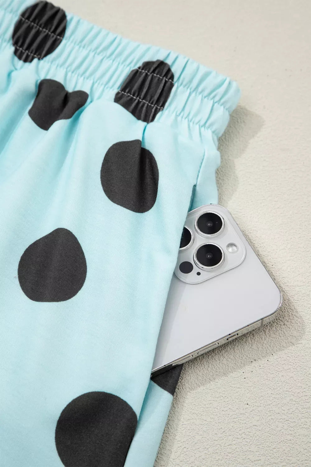 Polka Dot Short Sleeve Top Casual Skort 2pcs Outfit