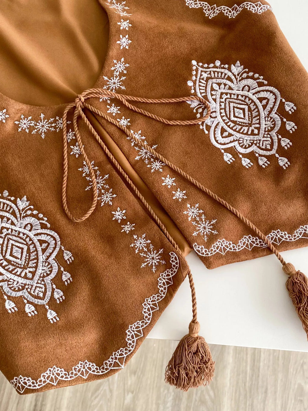 Embroidered Tassel Vest Coat