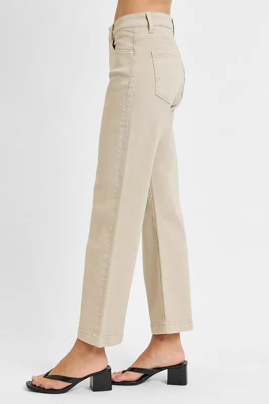RISEN Full Size Tummy Control Mid Rise Ankle Straight Jeans Plus Size