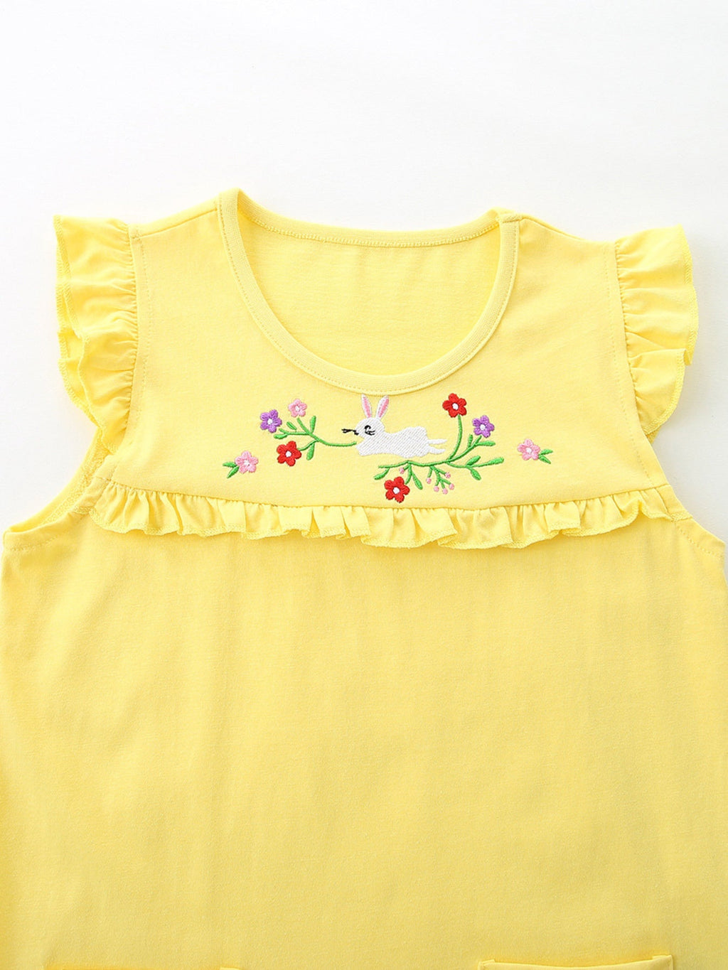 Children's Floral Embroidered Top and Printed Shorts Set
