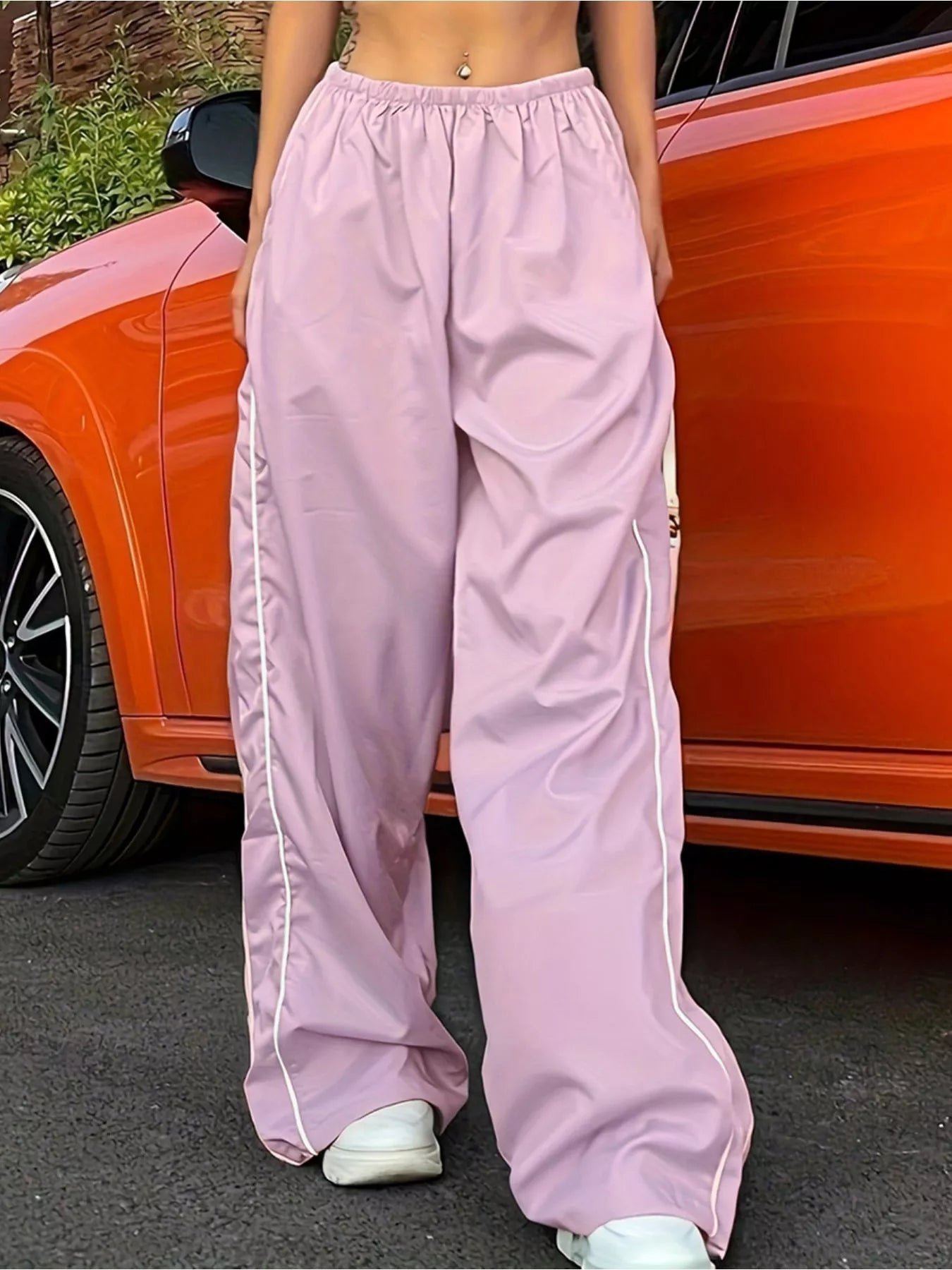 Elastic Waist Wide Leg Pants