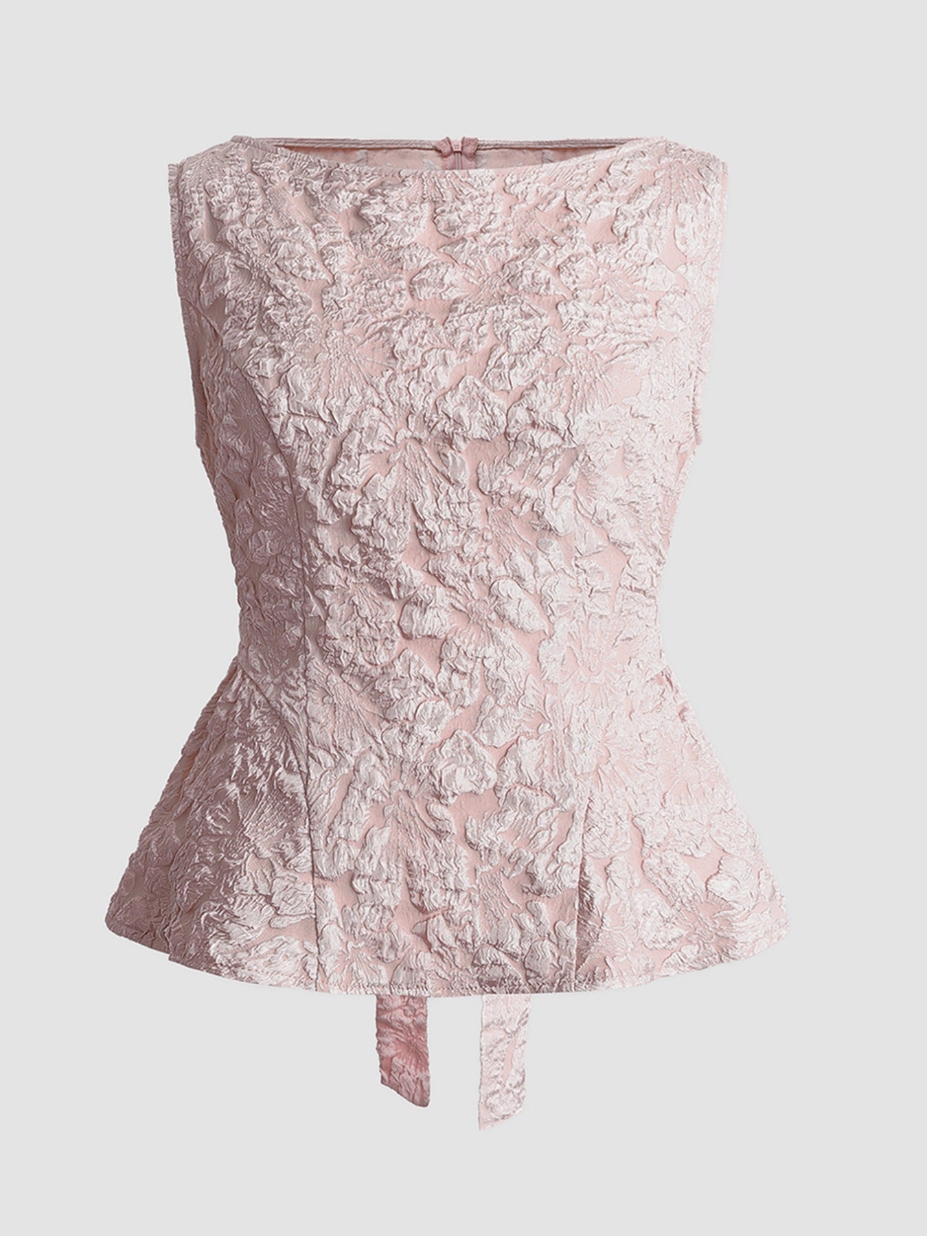 Floral Jacquard Peplum Tank