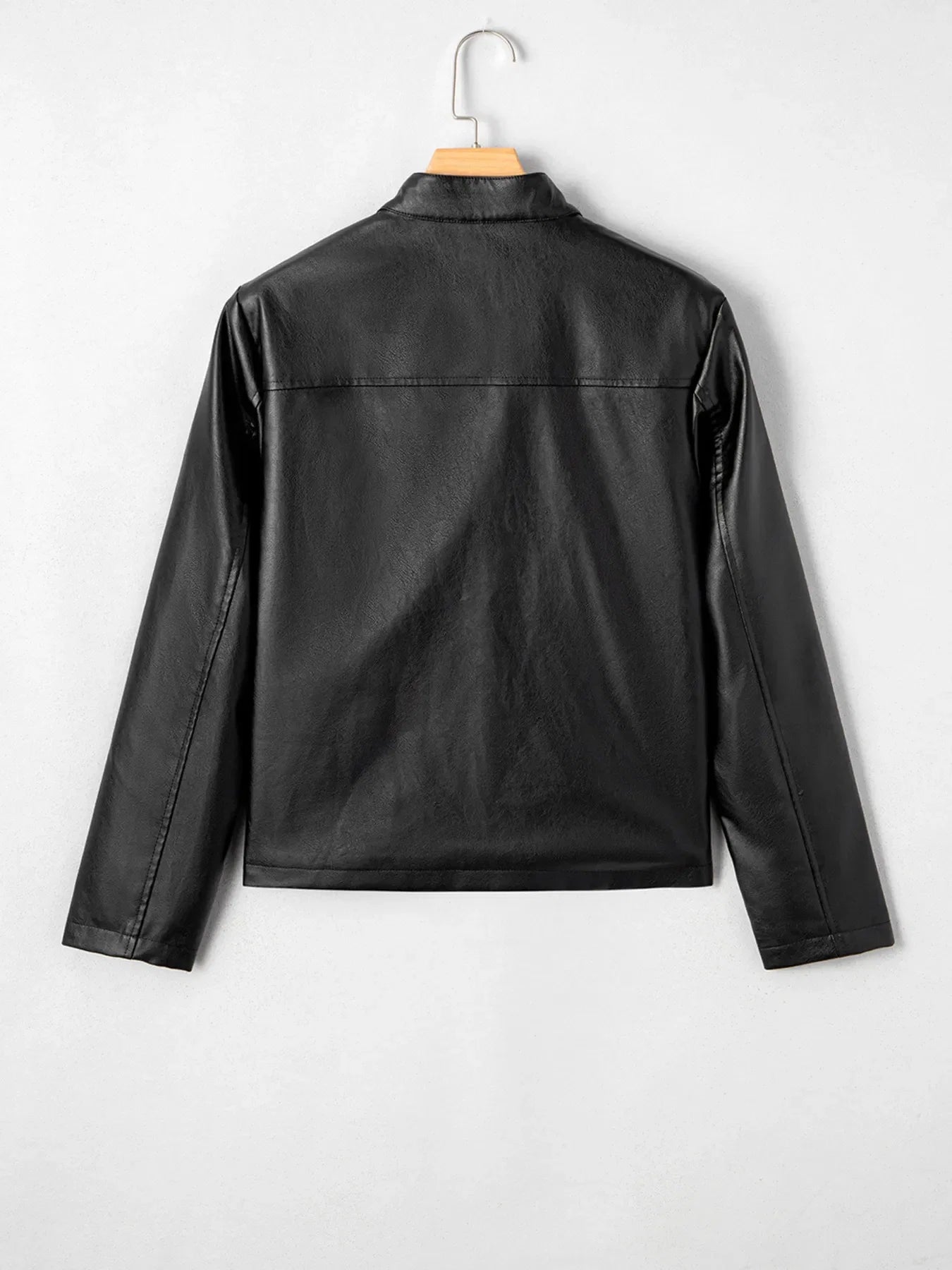 Faux Leather Buttoned Front Boxy Jacket