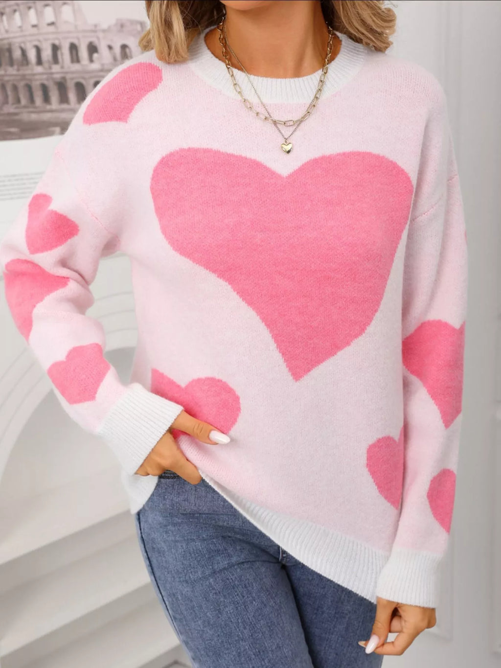 Valentine's Day Heart Crew Neck Sweater