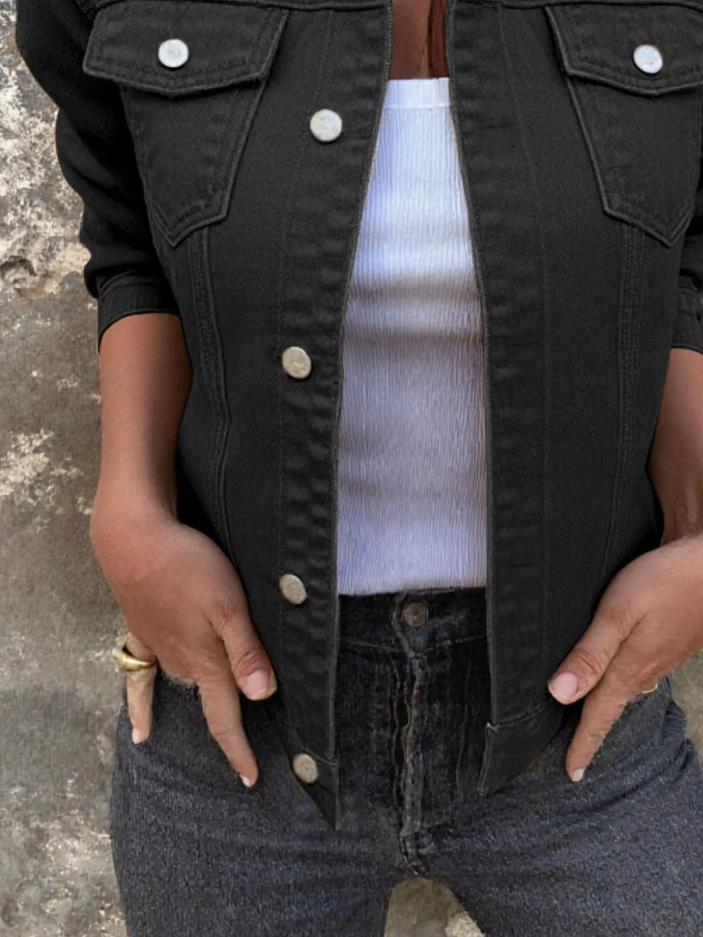 Button Front Closure Denim Jacket