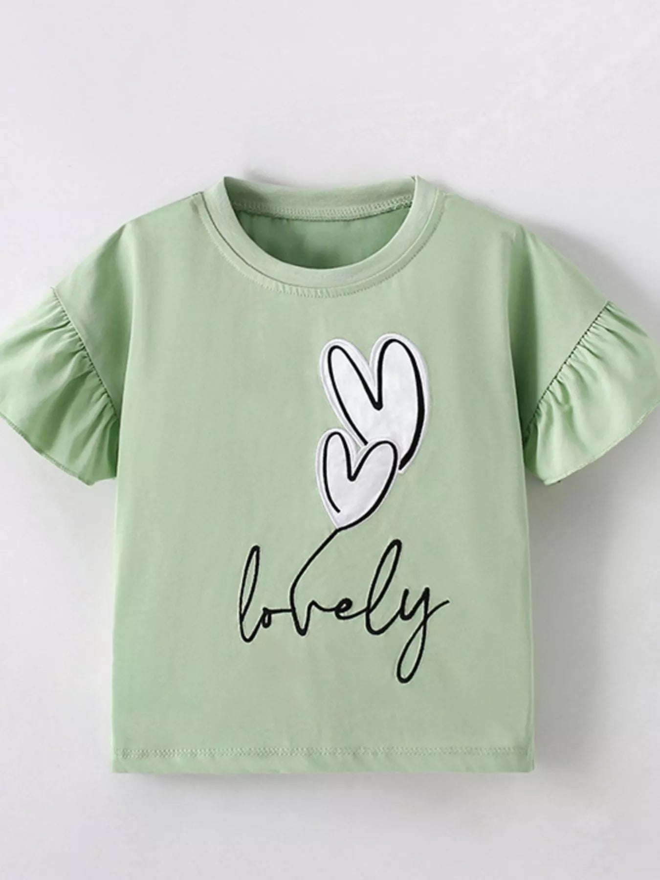 Children's Heart Ruffle Sleeve T-Shirt