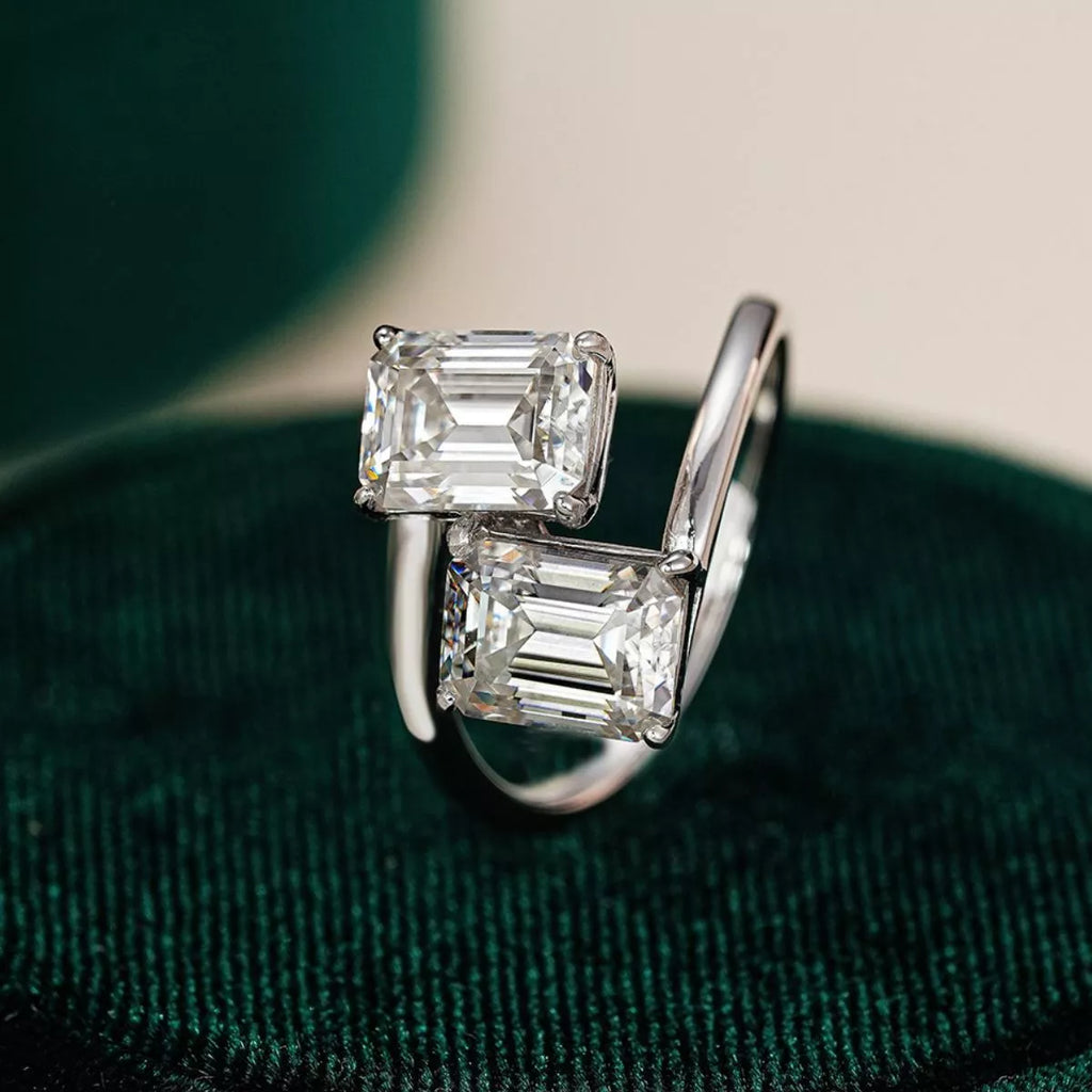 2 Carat Moissanite 925 Sterling Silver Bypass Ring