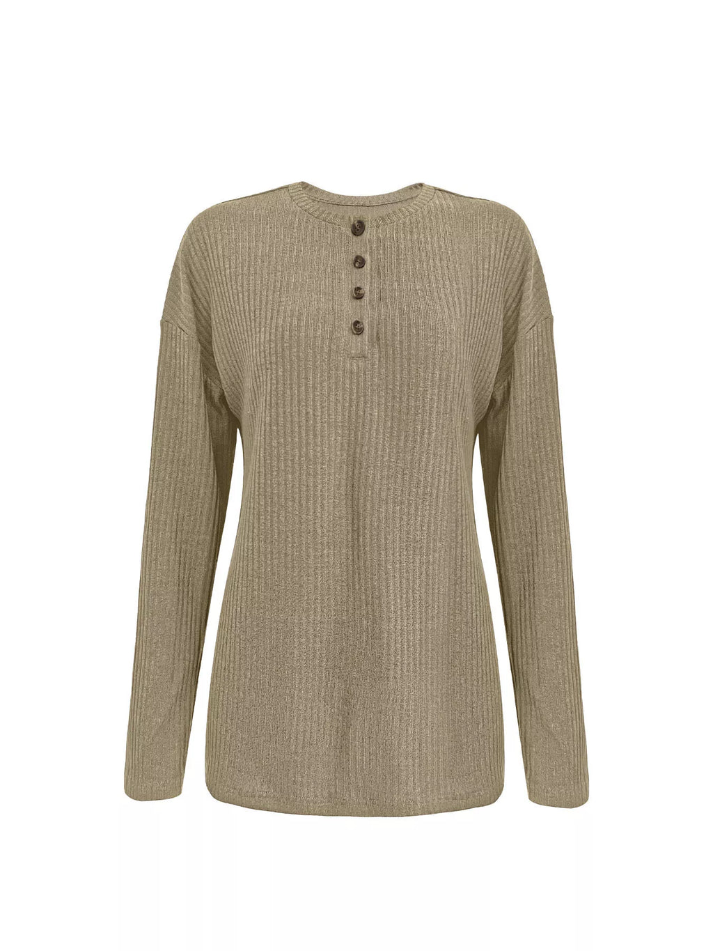 Button-Detail Dropped Shoulder Top