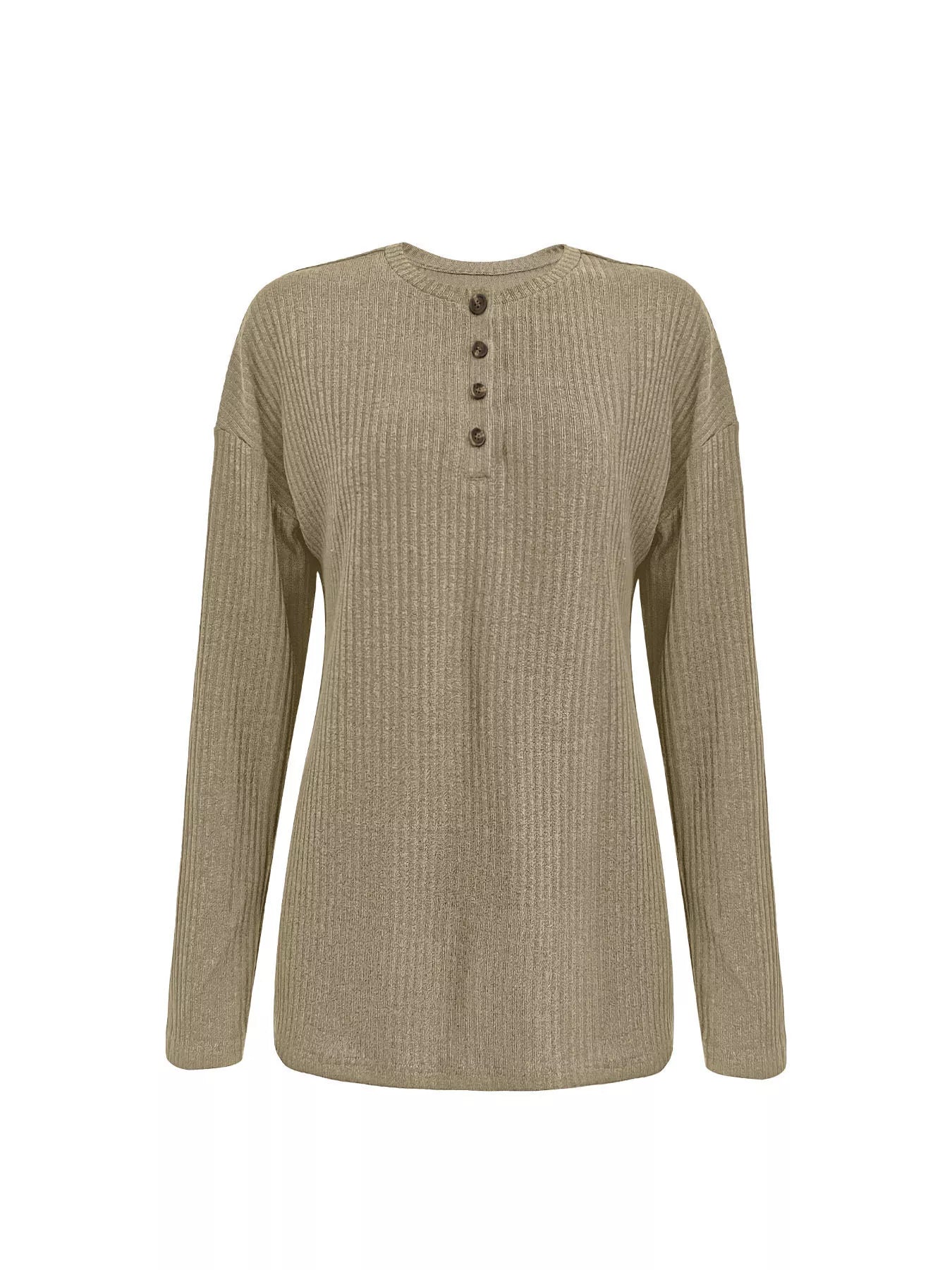 Button-Detail Dropped Shoulder Top