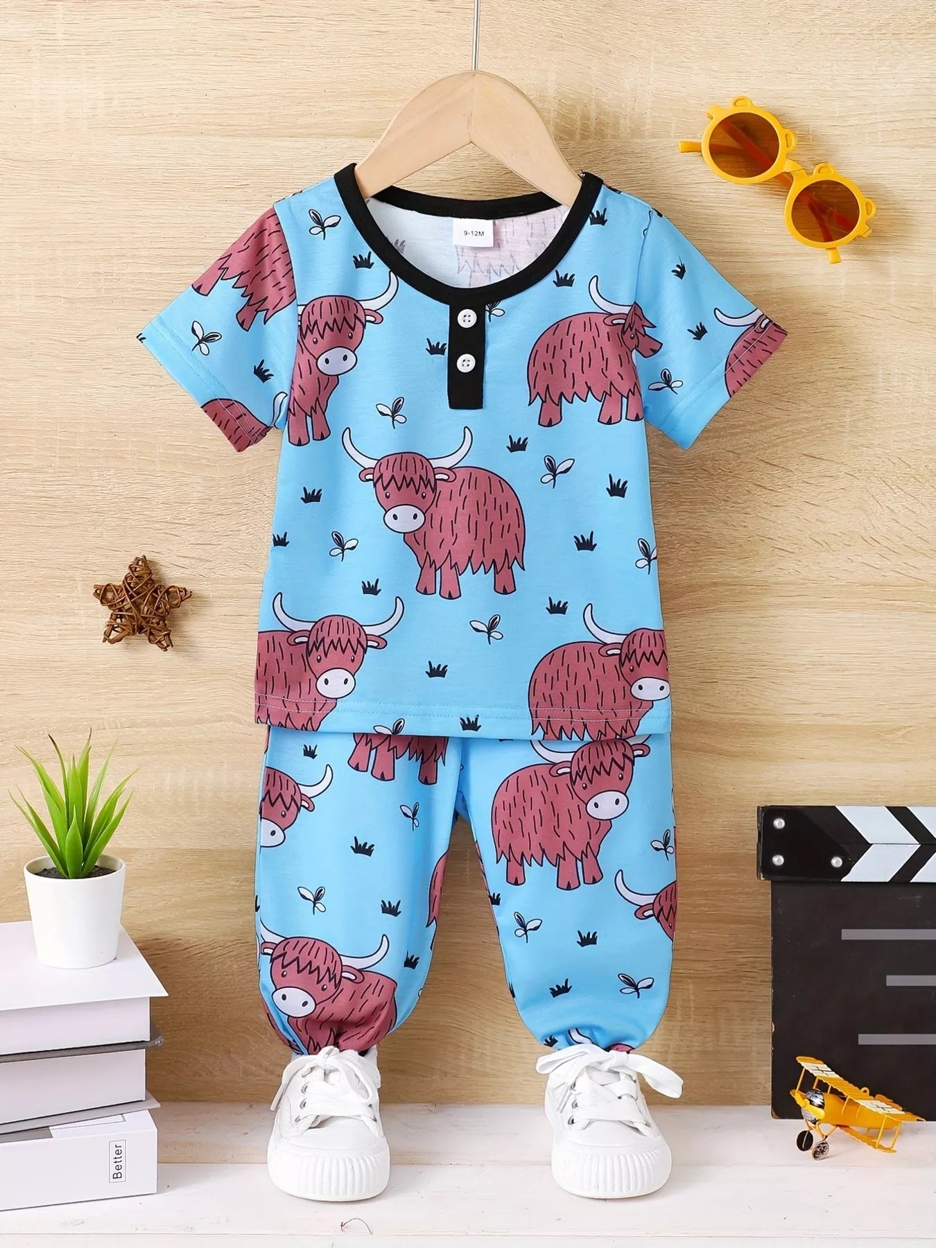 Children's Highland Cow Print Pajama Set