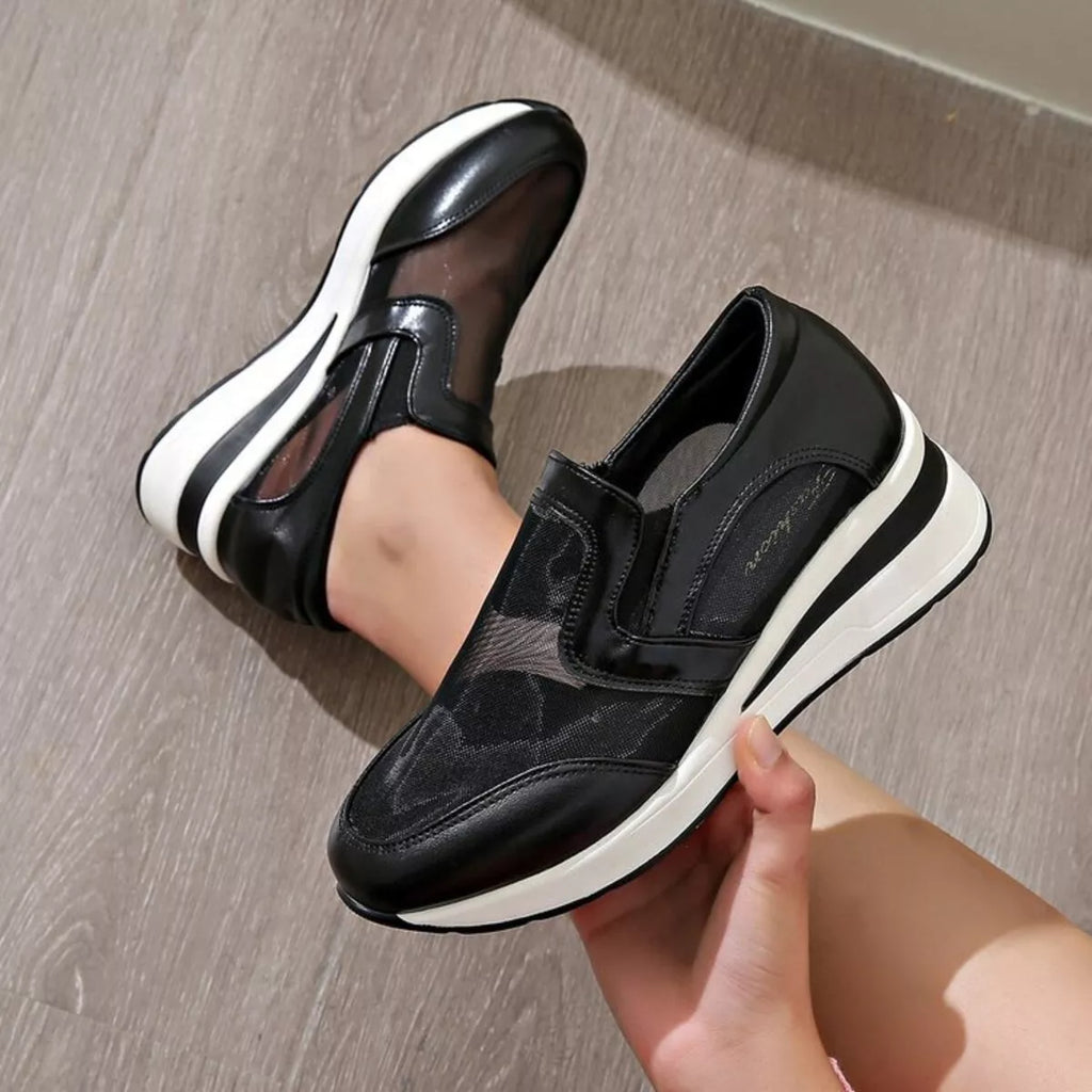 Round Toe Wedge Sneakers