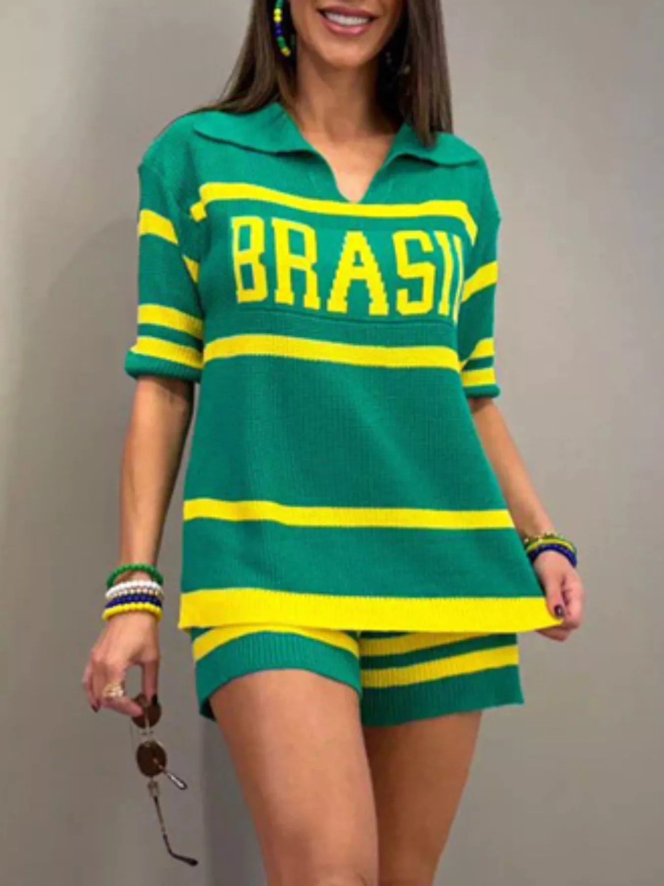 Brasil Two-Tone Top and Shorts Set