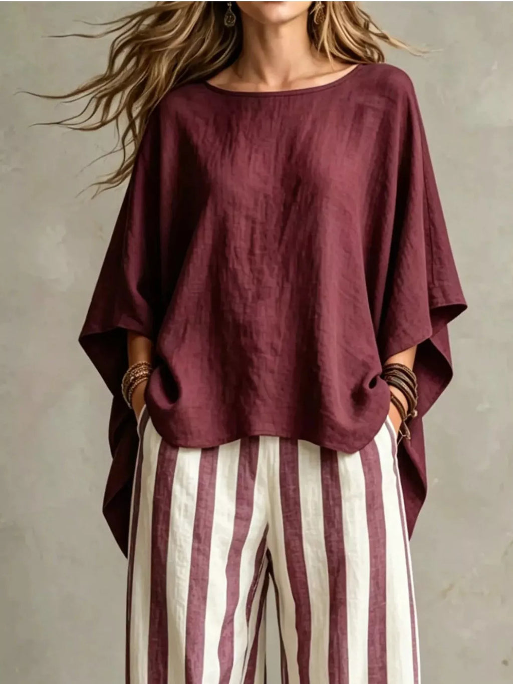Full Size Solid Color Top and Pants Set Plus Size