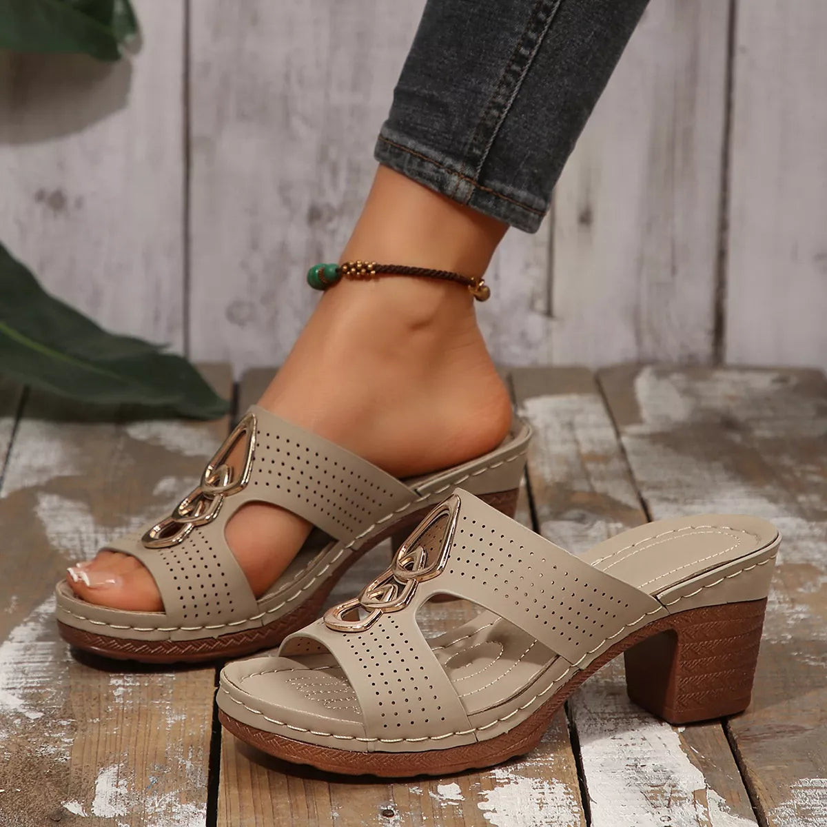 Open Toe Block Heel Sandals