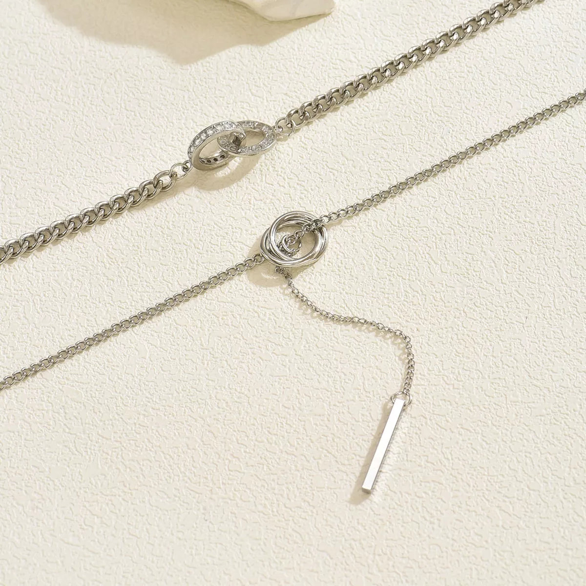 Double Layered Chain Y-Shaped Pendant Necklace