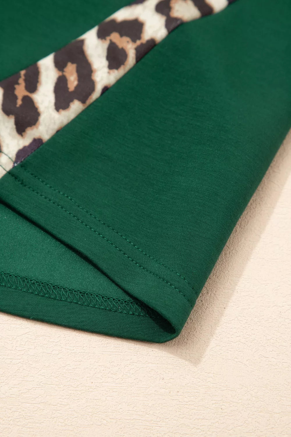 Leopard Trim Short Sleeve Relaxed Fit T-Shirt