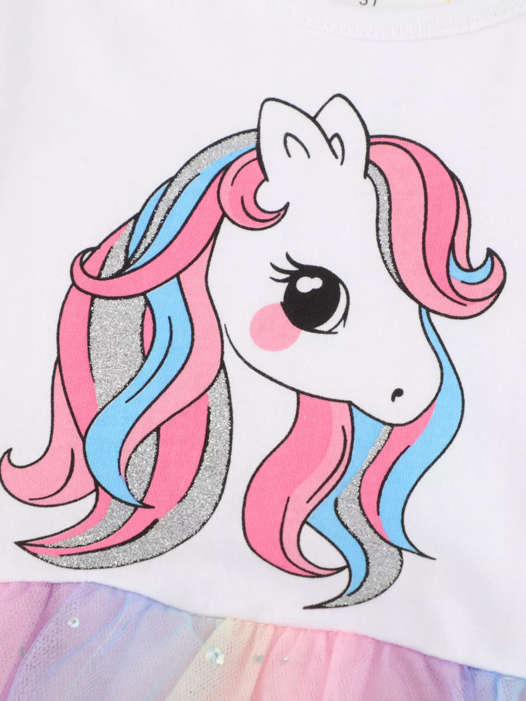 Children's Unicorn Print Rainbow Tulle Dress