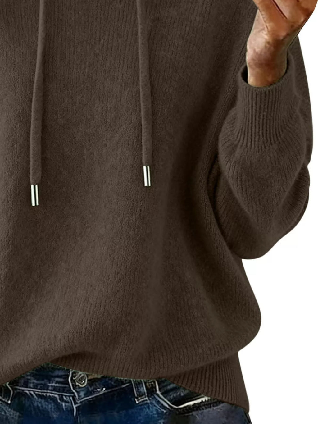 Drawstring Long Sleeve Hooded Sweater