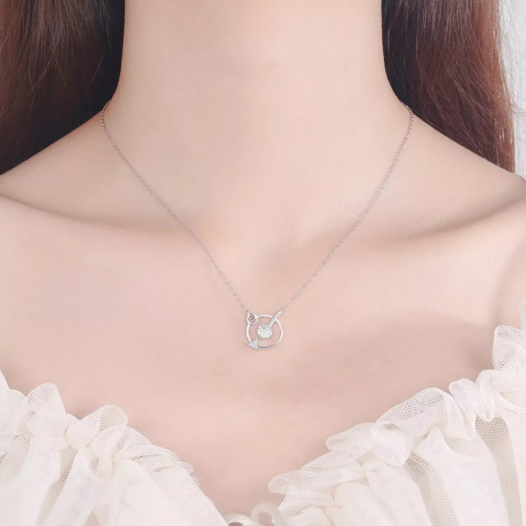 925 Sterling Silver Zircon Geometric Pendant Necklace