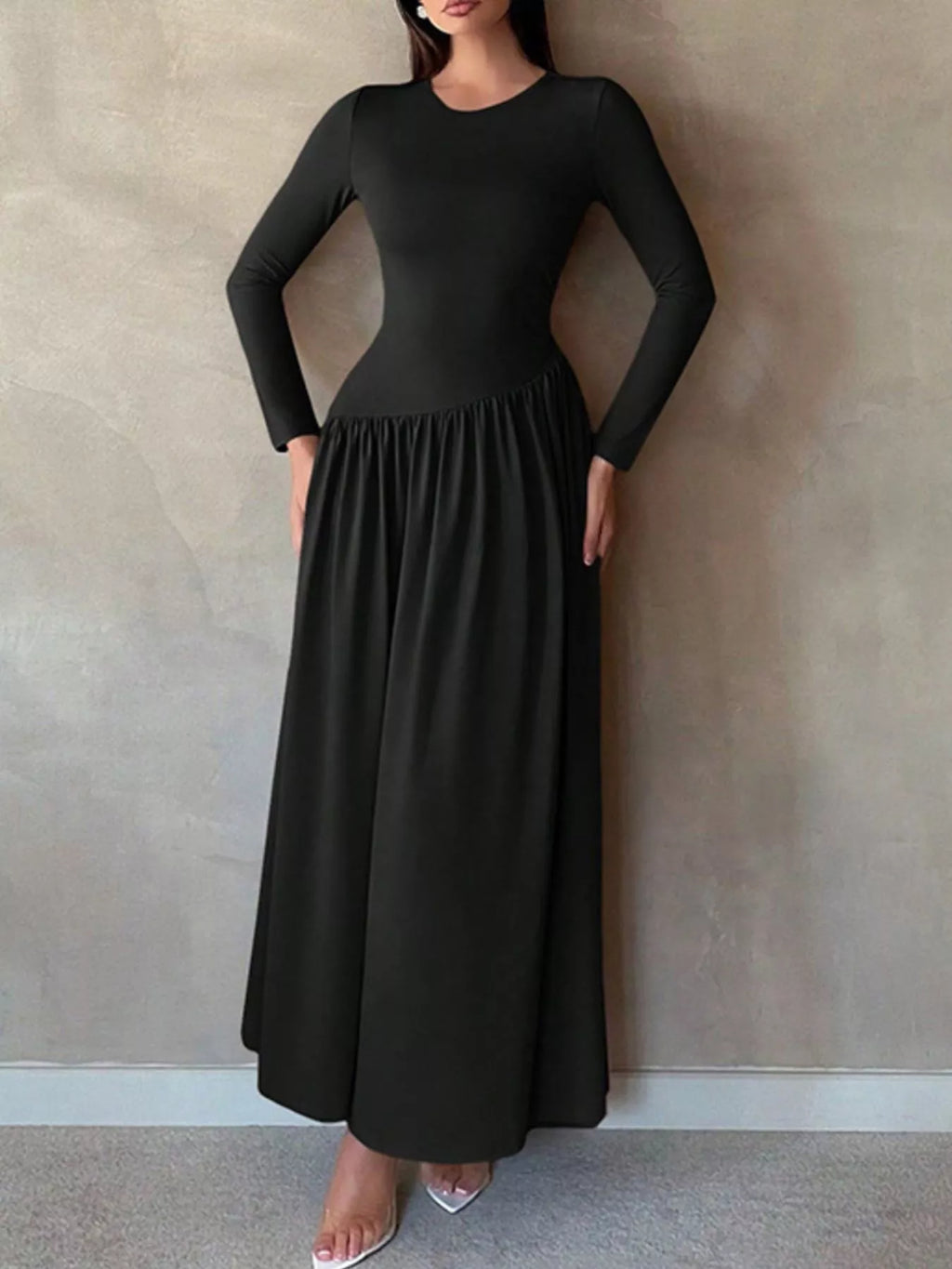 Long Sleeve A-Line Maxi Dress