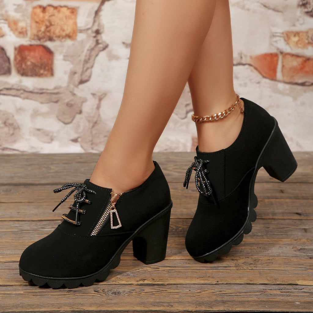 Lace-Up Block Heel Pumps