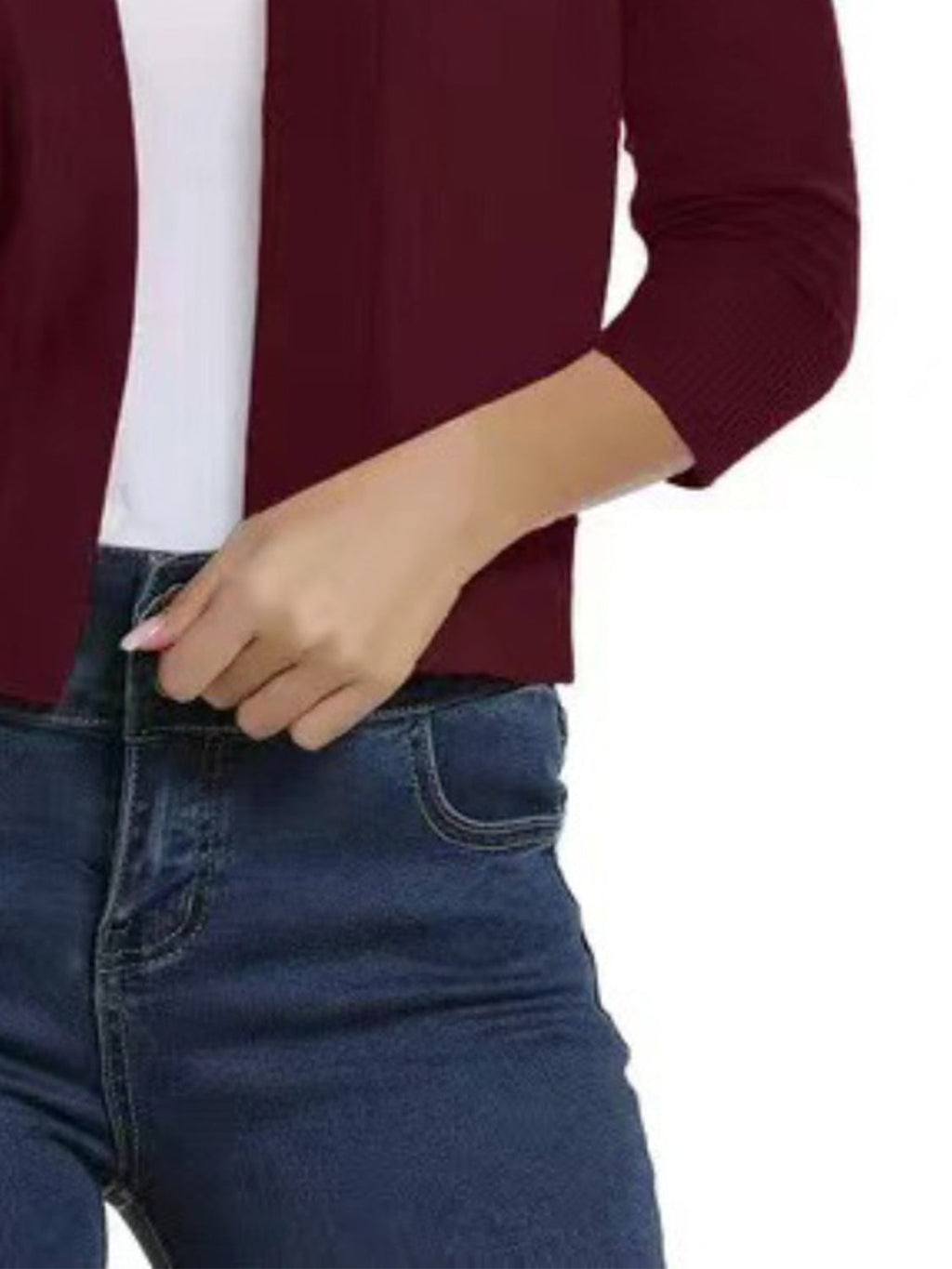Viscose Blend Open Front Cardigan