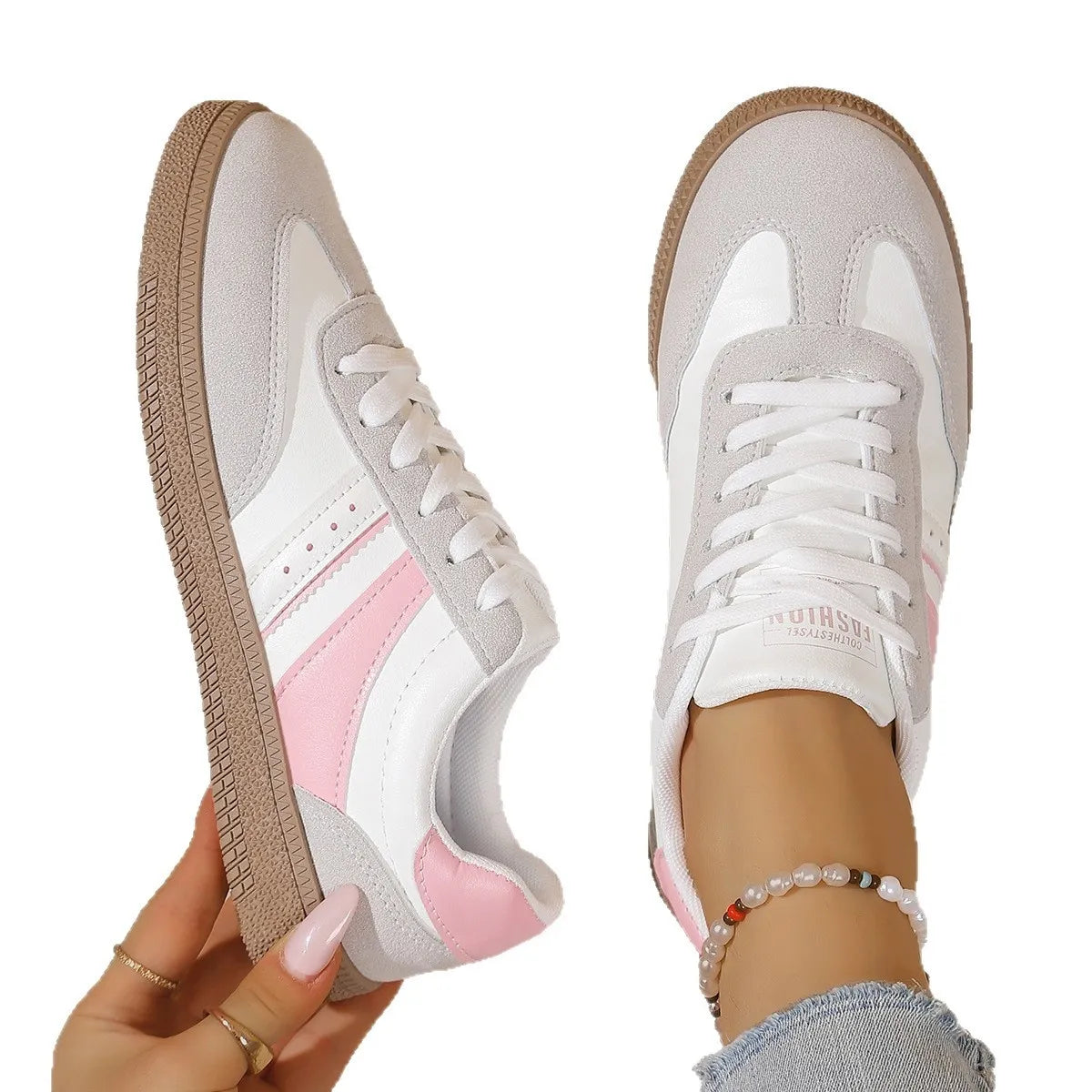 Round Toe Lace Up Sneakers