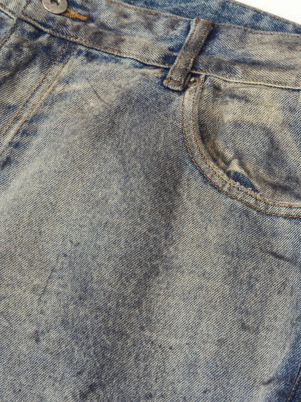 Men's Distressed Washed Straight Jeans