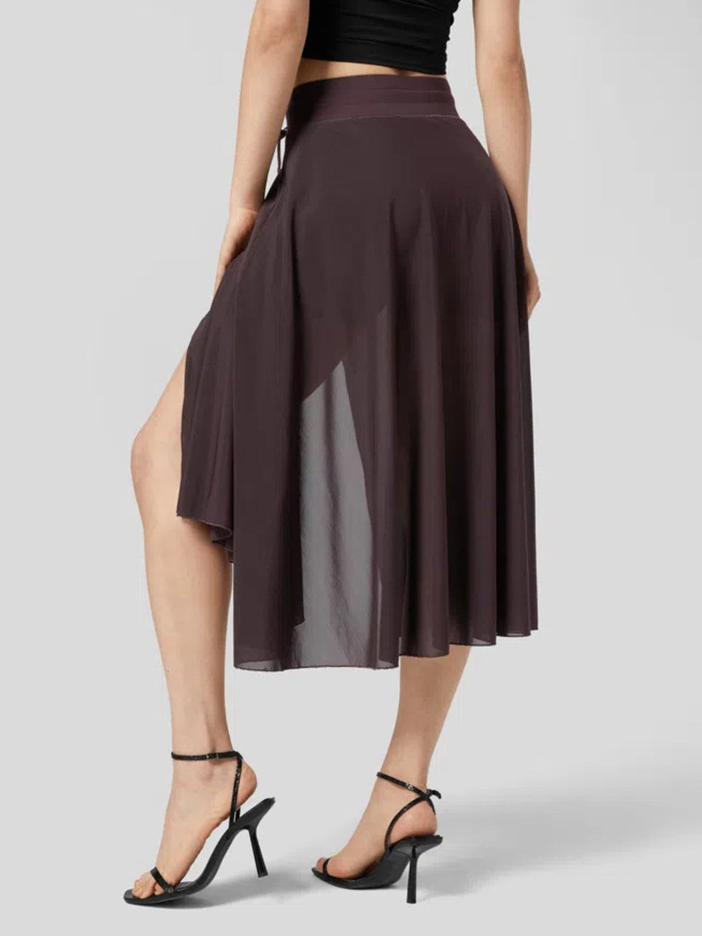 Slit Flowy Skirt with Shorts Liner