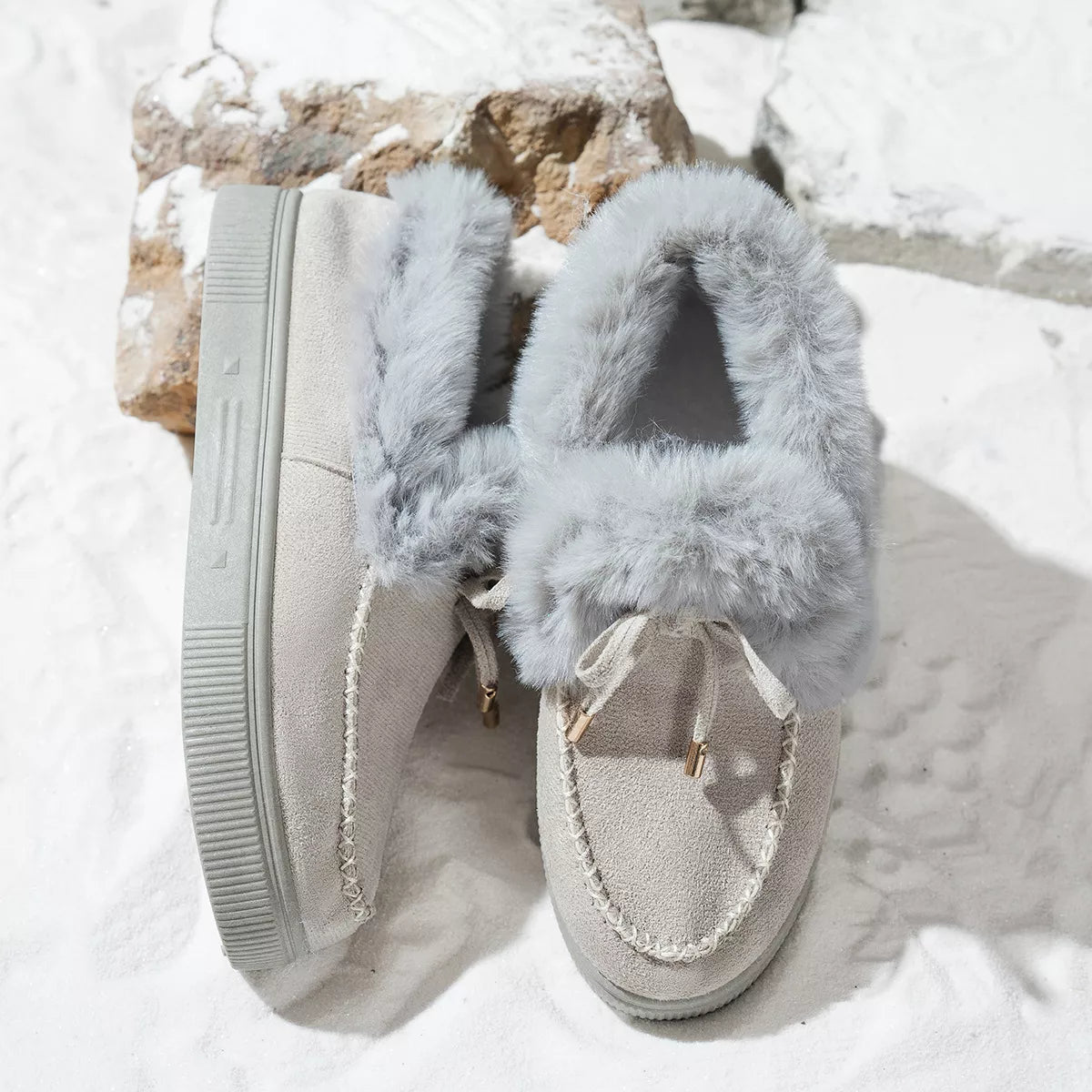Fuzzy Round Toe Slip-Ons