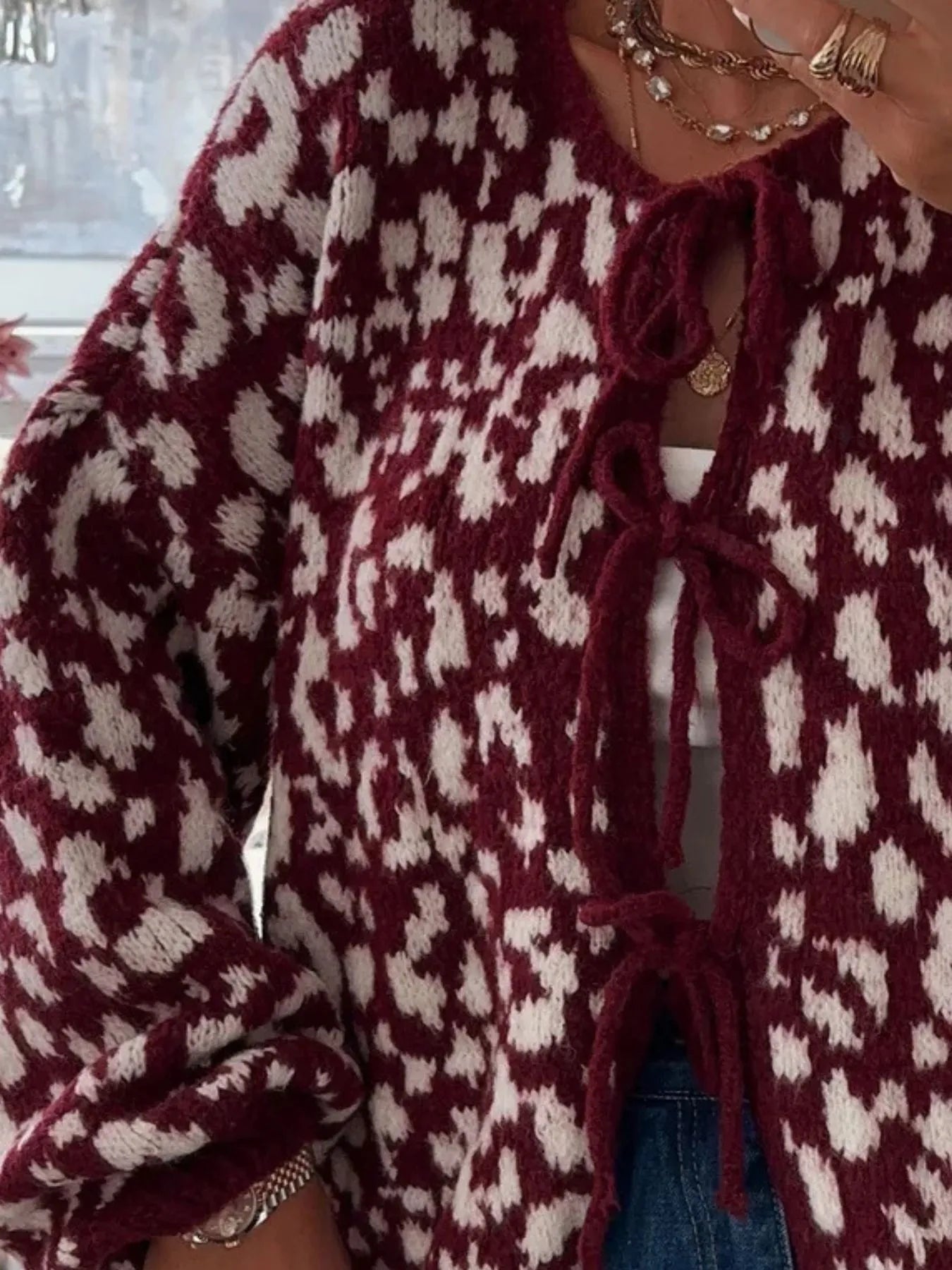 Leopard Tie Front Cardigan