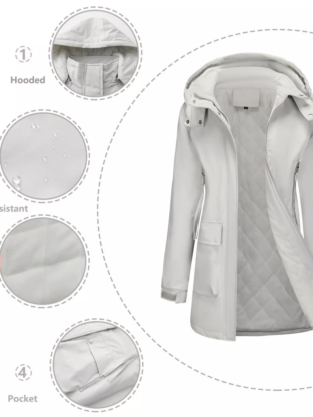 Full Size Zip Up Hooded Parka Outerwear Plus Size