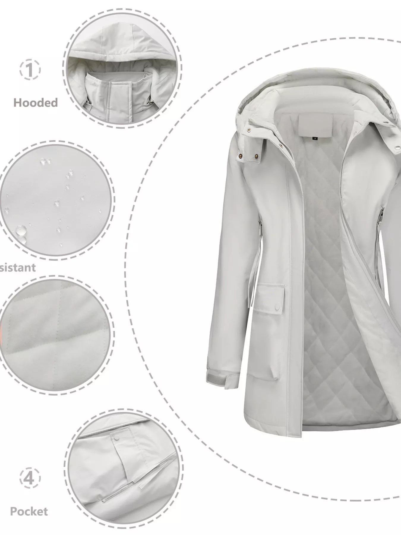 Full Size Zip Up Hooded Parka Outerwear Plus Size