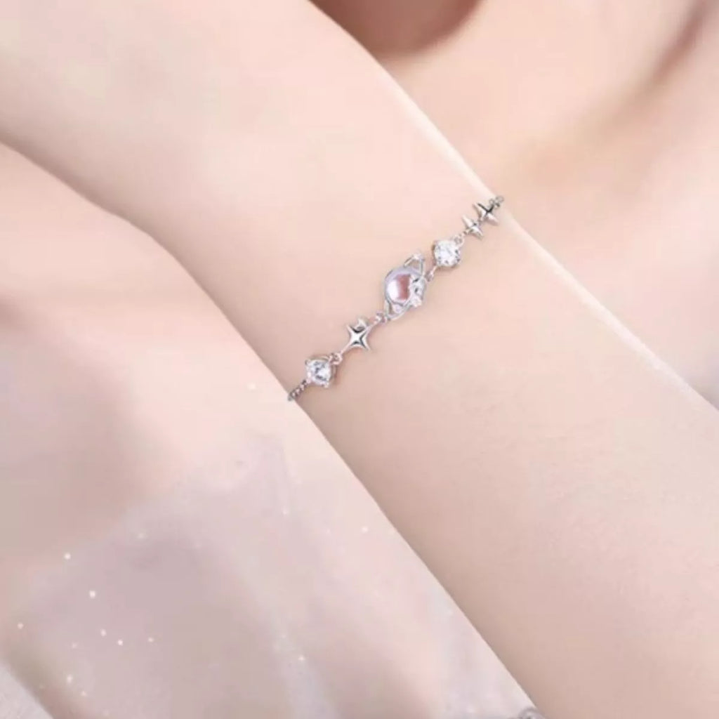 925 Sterling Silver Zircon Star Adjustable Bracelet