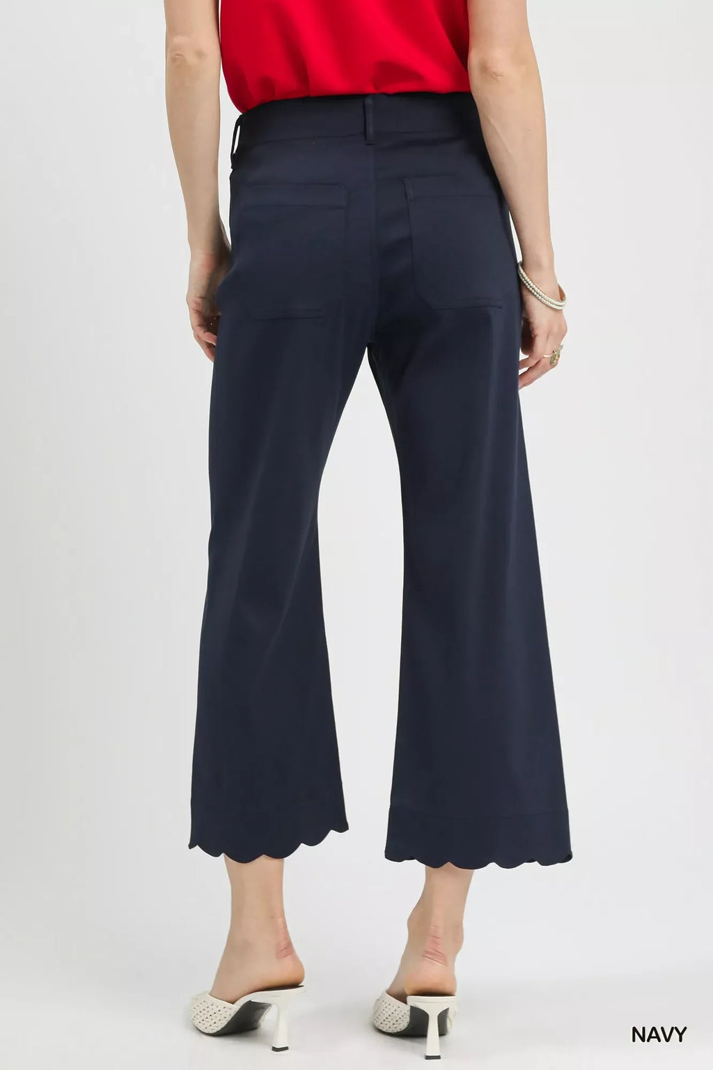 Umgee Scallop Hem Wide Leg Pants